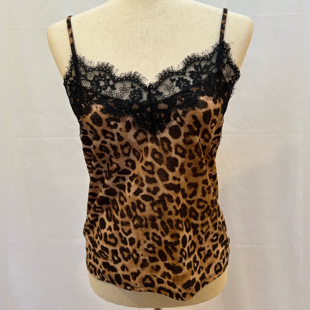 Zara stretch leopard and lace camisole size S